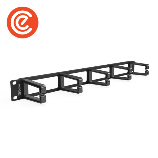 Cable Management Metal Bar 1U with 5 Plastic Rings – Model 01