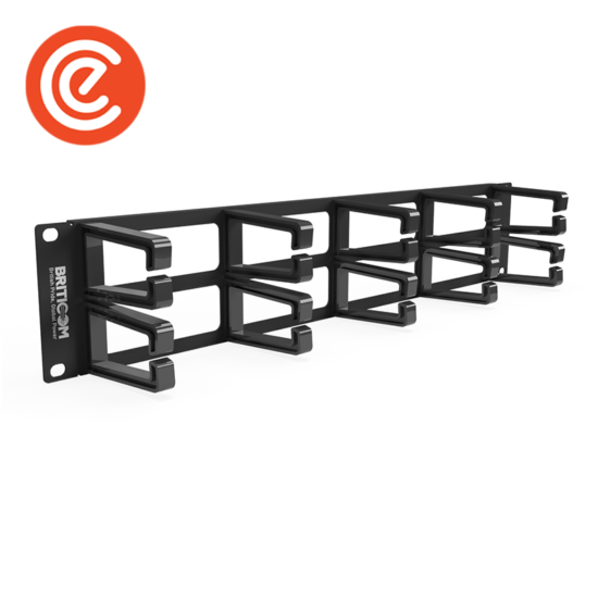 Cable Management Metal Bar 2U with 10 Plastic Rings – Model 01