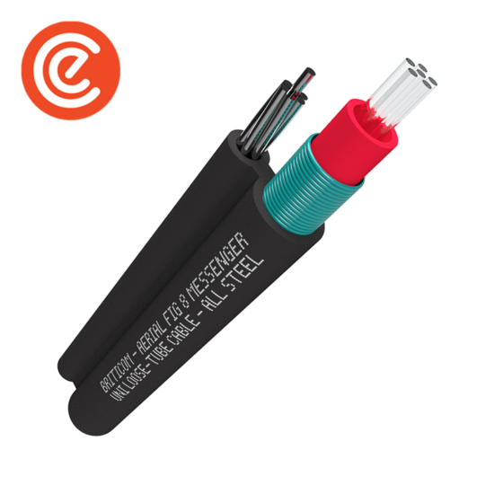 Aerial Fig 8 Messenger Uni Loose Tube Cable – All Steel - 12 Fibres