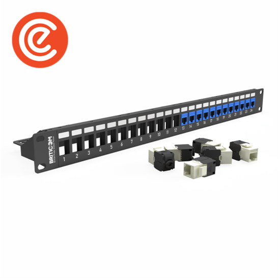 Empty Patch Panel - Flat 24 Port Modular 1U - UTP - Blue Adapter