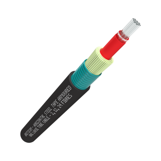 Horizontal Steel Tape Armoured Uni Loose Tube Cable – 2, 12, 24 Fibres