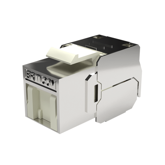 Cat 6A Keystone Jack – STP Tool-Free Shuttered 180°