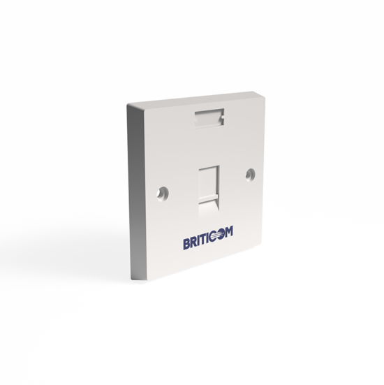 UK Faceplate, Flat Single Gang, 1 Port KSJ Shuttered 86x86mm